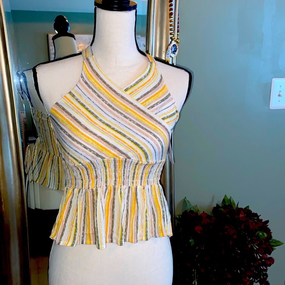 Youth girls halter top, size small.  Multicolored stripes